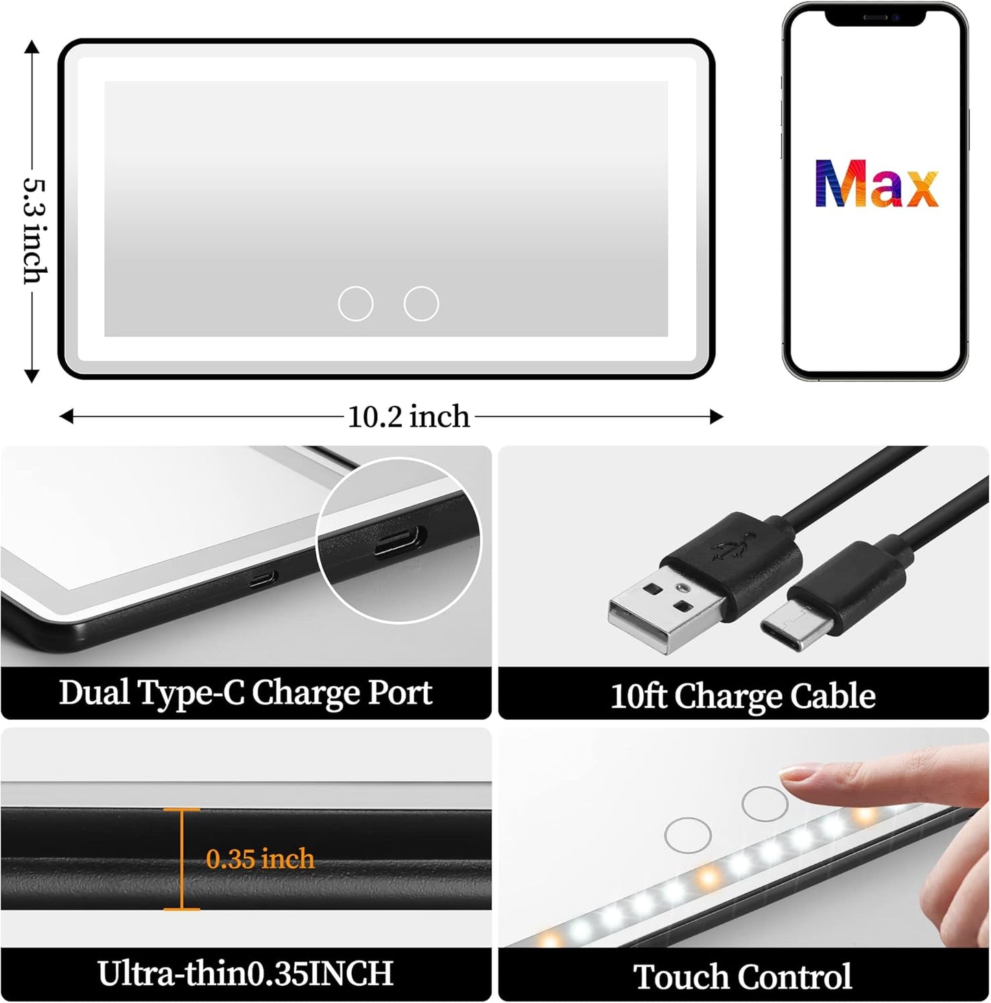 LED Car Sun Visor Mirror